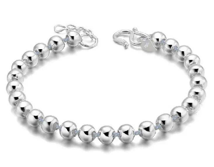 Charm Beads Bracelet Easy Hook 925 Sterling Silver Jewelry HIdden