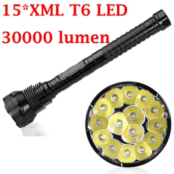 

15*XML T6 LED 30000 lumen 26650 18650 Outdoor waterproof floodlight flashlight,torch,lantern,camping light, lamp, Hunting