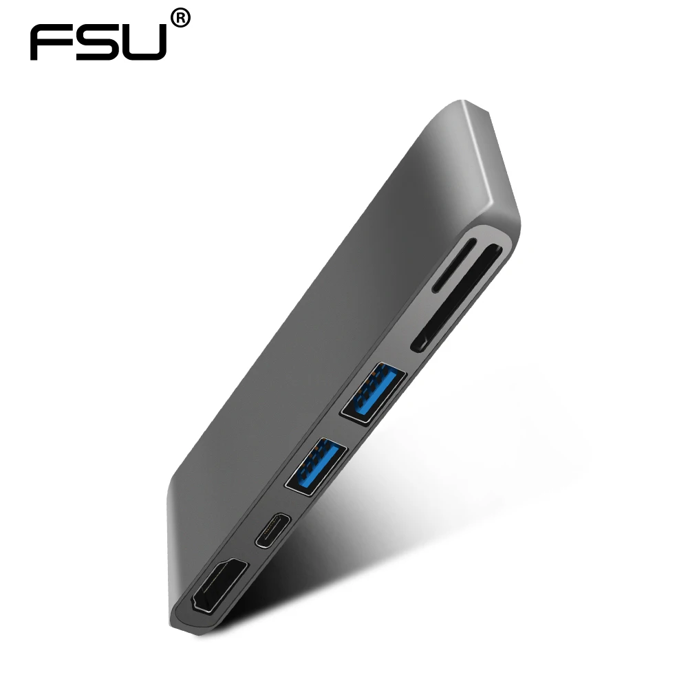 

Multifuction Card Reader Dual Type-C 3.0 to 2 USB 3.0 HUB+ SD+Micro SD+HDMI Card Reader+ 4K HDMI+PD Port for MAC