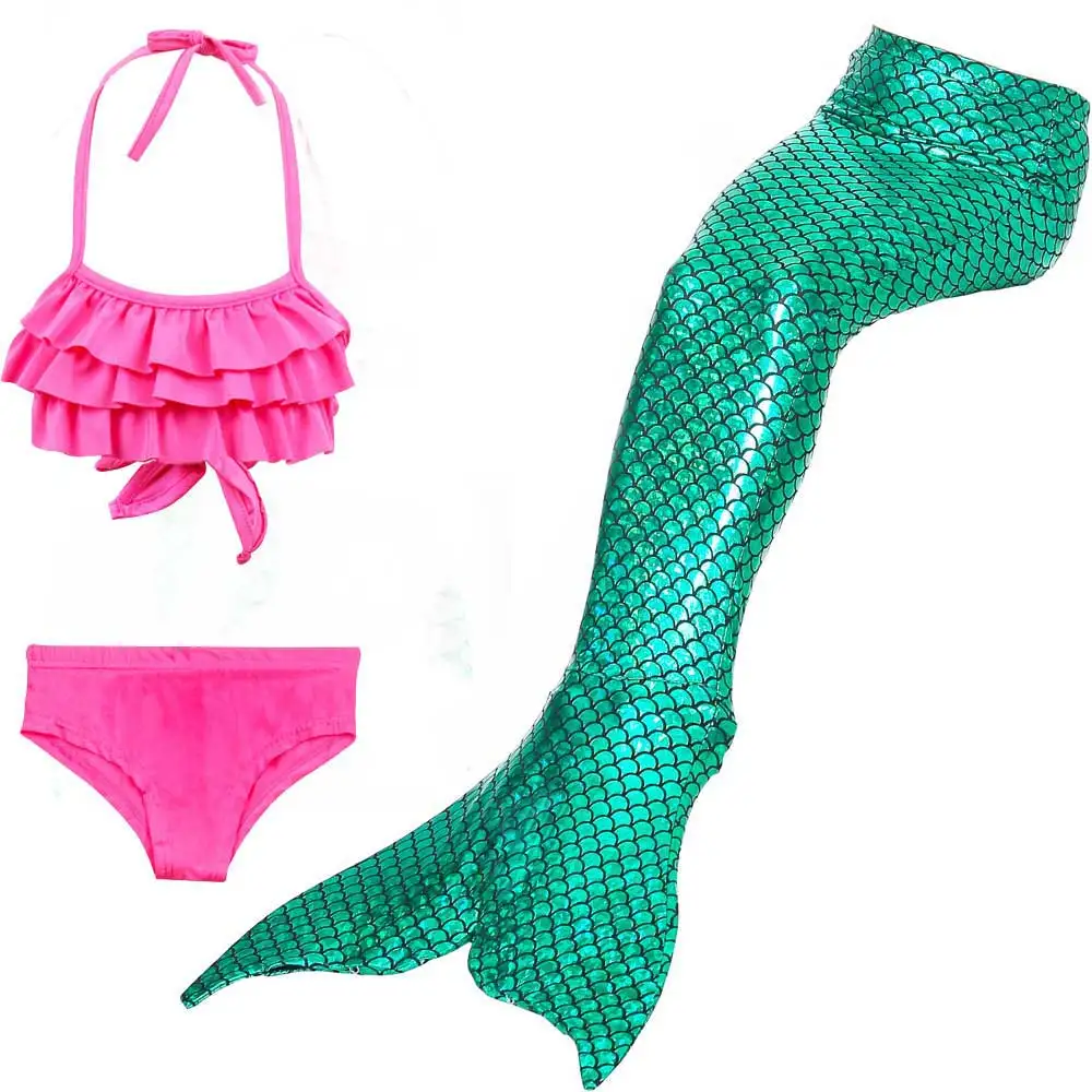 Костюм морской горничной для девочек; костюм принцессы Ариэль; купальник с хвостом Русалочки и бикини; купальный костюм русалки для детей