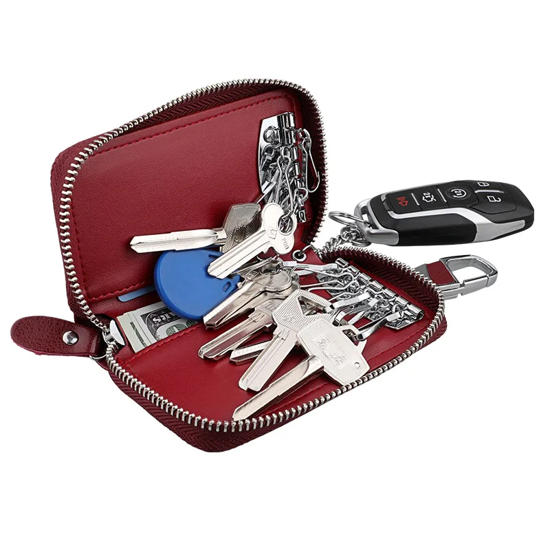 

Nastassa Genuine Leather Wallet Car Key Holder Credit Card Case EDC Housekeeper RFID Blocking Coin Purse Door Keys Holders