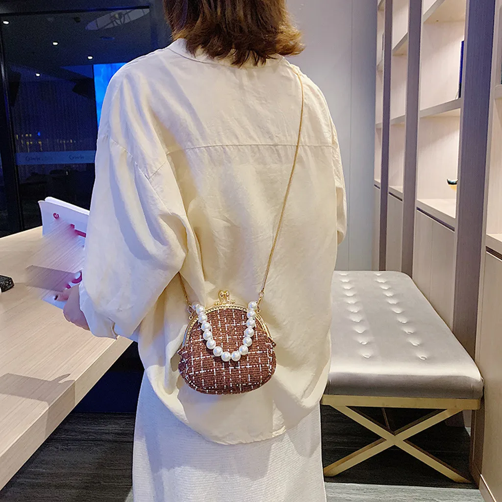 Women Bag Pearls Two Packages Messenger Bag Luxury handbag Holiday Beach Bag Purse Student bags for women Composite bag bolsos