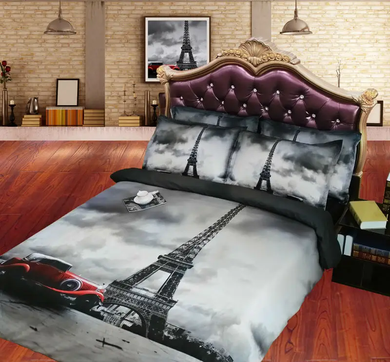 Quality Eiffel Tower Bedding Bed Linen Sets Fabric Duvet Covers Twin Queen King Size PillowCase ...