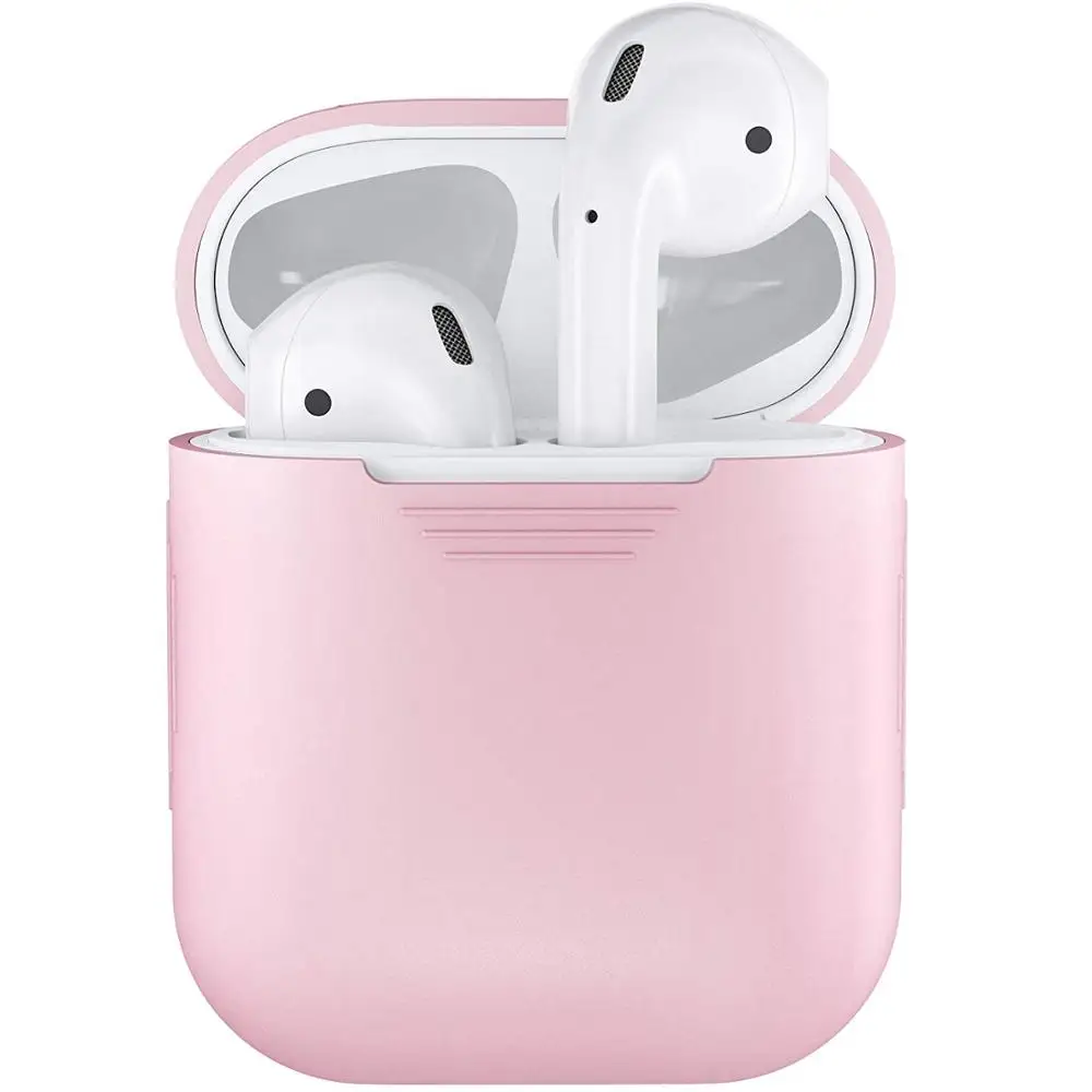 Air Pods силиконовый Bluetooth беспроводной чехол для наушников Защитный чехол Аксессуары для Apple Airpods зарядная коробка для AirPods - Цвет: Pink