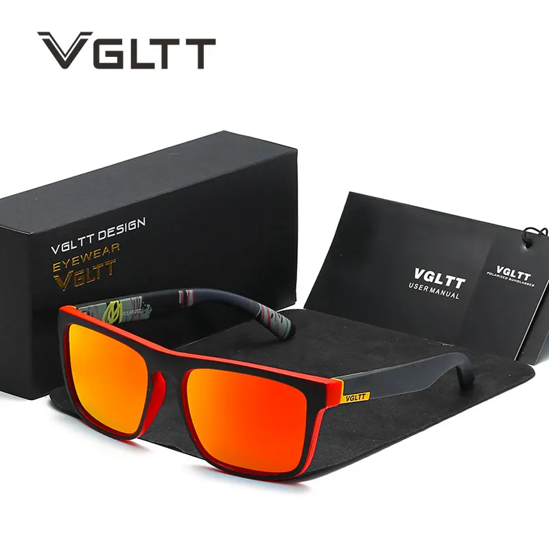 VGLTT Famous unisex Brand designer Polarized Men Sunglasses Mirror Sun glasses UV400 Square Women Male Sun Glasses With Box Bag