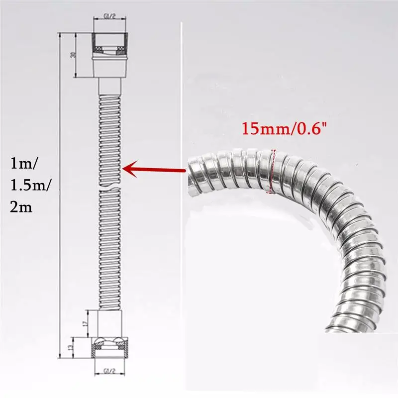 POSEPOP 1 м/1,5 м G1/2 дюйма Гибкий Душевой Шланг из нержавеющей стали хромированная насадка для ванной комнаты насадка для душа труба для туалета шланг для биде