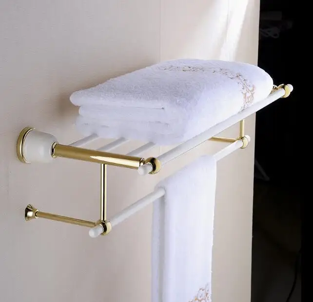 Мода на стену золото и лакированный белый Аксессуары для ванной комнаты отель вешалка для полотенец полотенце полки, кольцо полотенца и