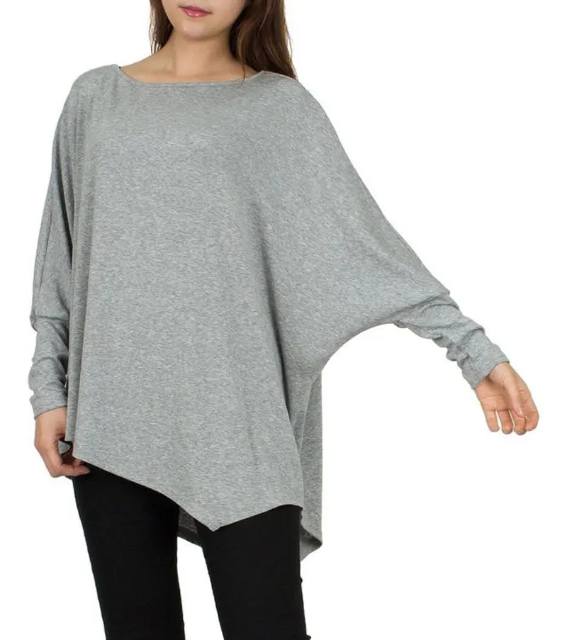 Gran tamaño irregular blusas largas y Camisas mujer batwing manga casual otoño tops tamaño grande ropa mujer moda blusas