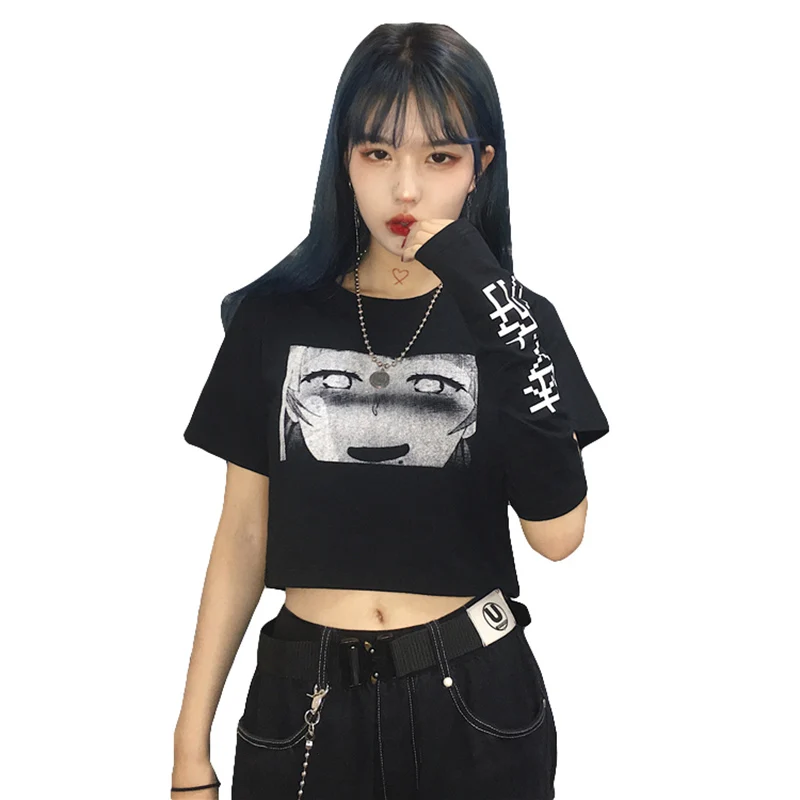 Ropa de calle japonesa para Mujer, camiseta Harajuku con de dibujos animados, estética Hipster, camiseta gótica Tumblr Mujer 2019-32, 0713 - AliExpress Ropa de mujer