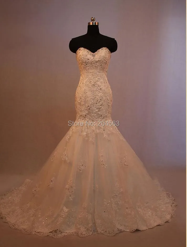 

Free Shipping Unique Design Mermaid Lace Sweetheart Wedding Dress 2016