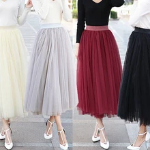Индивидуальный заказ Юбка 4 слоя 80 см модные женские длинные Тюлевая юбка трапециевидной формы для взрослых Бальное платье-пачка Летний стиль Faldas Saias