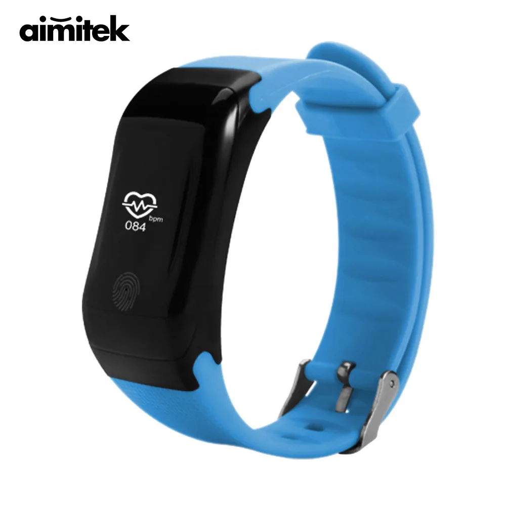 Aimitek Sports Smart Band Bluetooth Bracelet Fitness Tracker Pedometer Waterproof Heart Rate Monitor Wristband for iOS