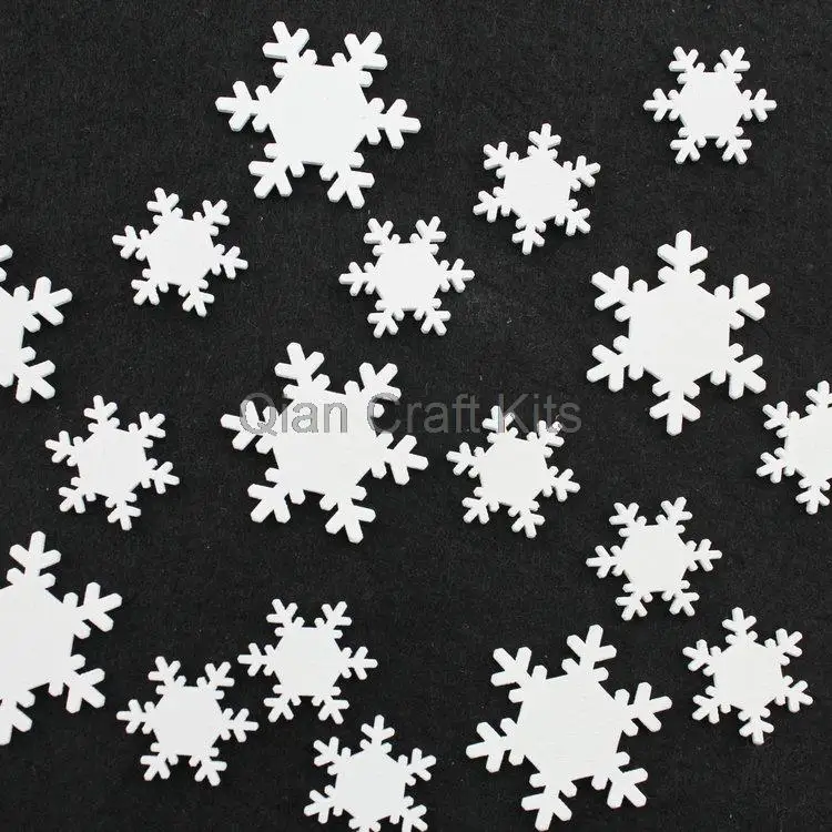 

Set of 100pcs white paint lovely christmas snow flakes 21mm natural Wood, Wooden beads cabochon pendants beads for DIY-MK0127