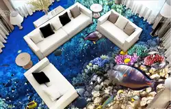 3D Пол Подводный мир обои фрески 3d ПВХ самоклеющиеся обои 3d плитки для пола
