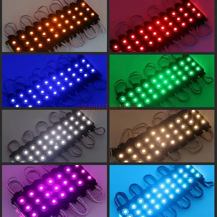 5050 RGB 3 светодиода черный корпус инъекции привели модуль, Epistar, 12 В, 0.75 Вт, rgb led модуль 2 года гарантии, светодиодные вывески