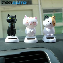 FORAUTO автомобильный орнамент качающийся Кот на солнечных батареях автомобиль-Стайлинг ABS декор для автомобильной приборной панели украшения интерьерные аксессуары