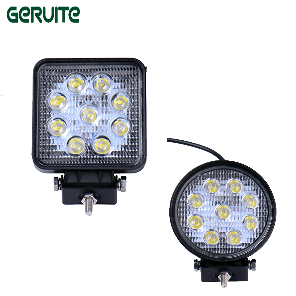 

1pc 4D LED Light Bar Car styling 27W offroad Spot/Flood/Combo Beam 24V Driving Work Lamp for Truck SUV ATV 4x4 4WD Round/square