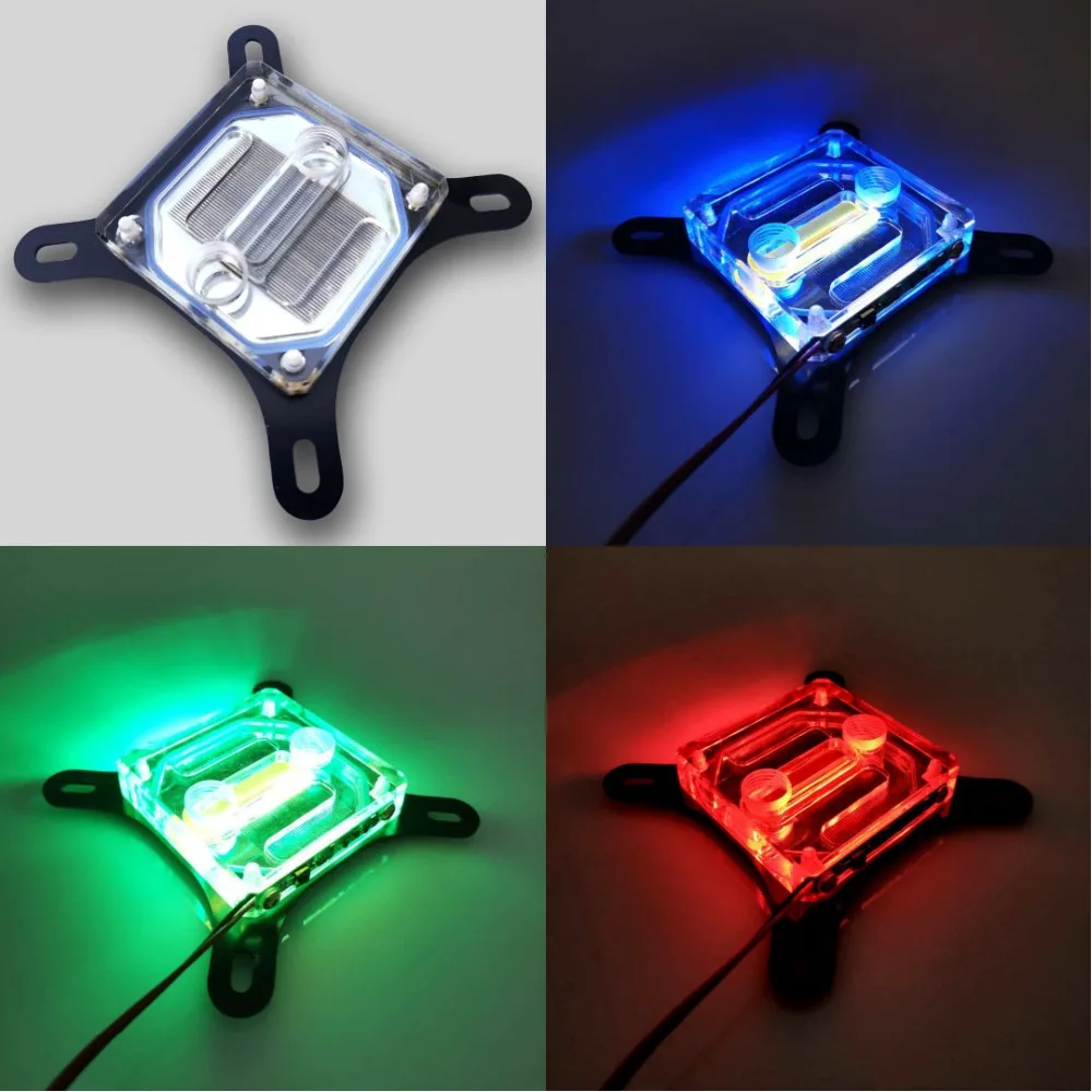 

intel CPU water cooling block ,waterblock 0.4MM microcutting micro waterway copper nickeled 115x,2011,rgb light,emote control