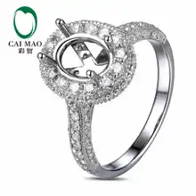 CaiMao Oval cut Semi Mount Ring Settings 0 92ct Diamond 14k White Gold Gemstone Engagement Ring