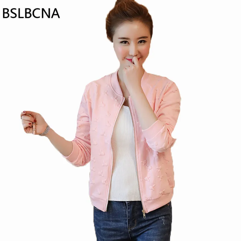 

Woman Clothes Solid Color Short Baseball Jacket Wome 2018 Autumn Fashion Long Sleeve Outerwear Casual Plus Size Coat Female T16