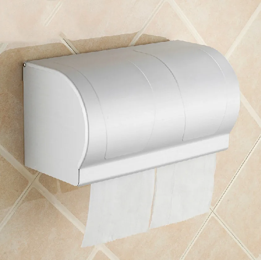 

Free shipping Space aluminum paper holder for Double roll paper holder for hotel home bathroom toilet paper holder