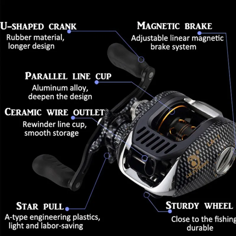 6,3: 1 Baitcast Рыболовная катушка, 13 подшипников, большая линейная емкость, легкая левша, правша, приманка, литье, рыболовное колесо, инструмент