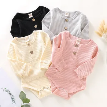 

Toddler Baby Girl Boy Long Sleeve Solid Pocket Romper Kids Newborn Infant Casual Jumpsuit 2019 Autumn Fashion Clothes