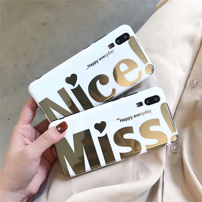 

ROHDEA Laser Letter Case for Huawei P10 P10plus P20 P20pro Miss and Nice nova2s nova3 mate10 mate10pro Soft TPU Case for Honor10