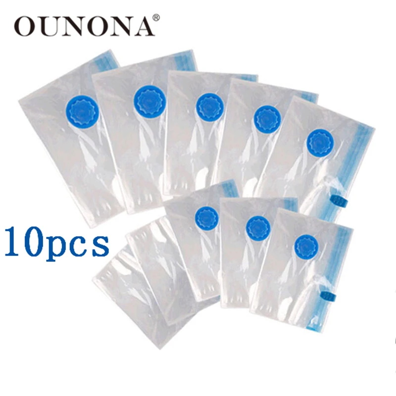 

OUNONA 10pcs 70x50cm Compress Compression Saving Space Vacuum Seal Storage Plastic Bags for Clothes /Blankets /Pillows