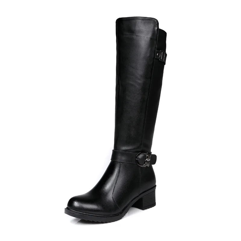 

2018 New Winter Women Boots Wool Fur Inside Warm Shoes Women Luxury Leather Shoes Handmade Russia Boots Footwear Botas