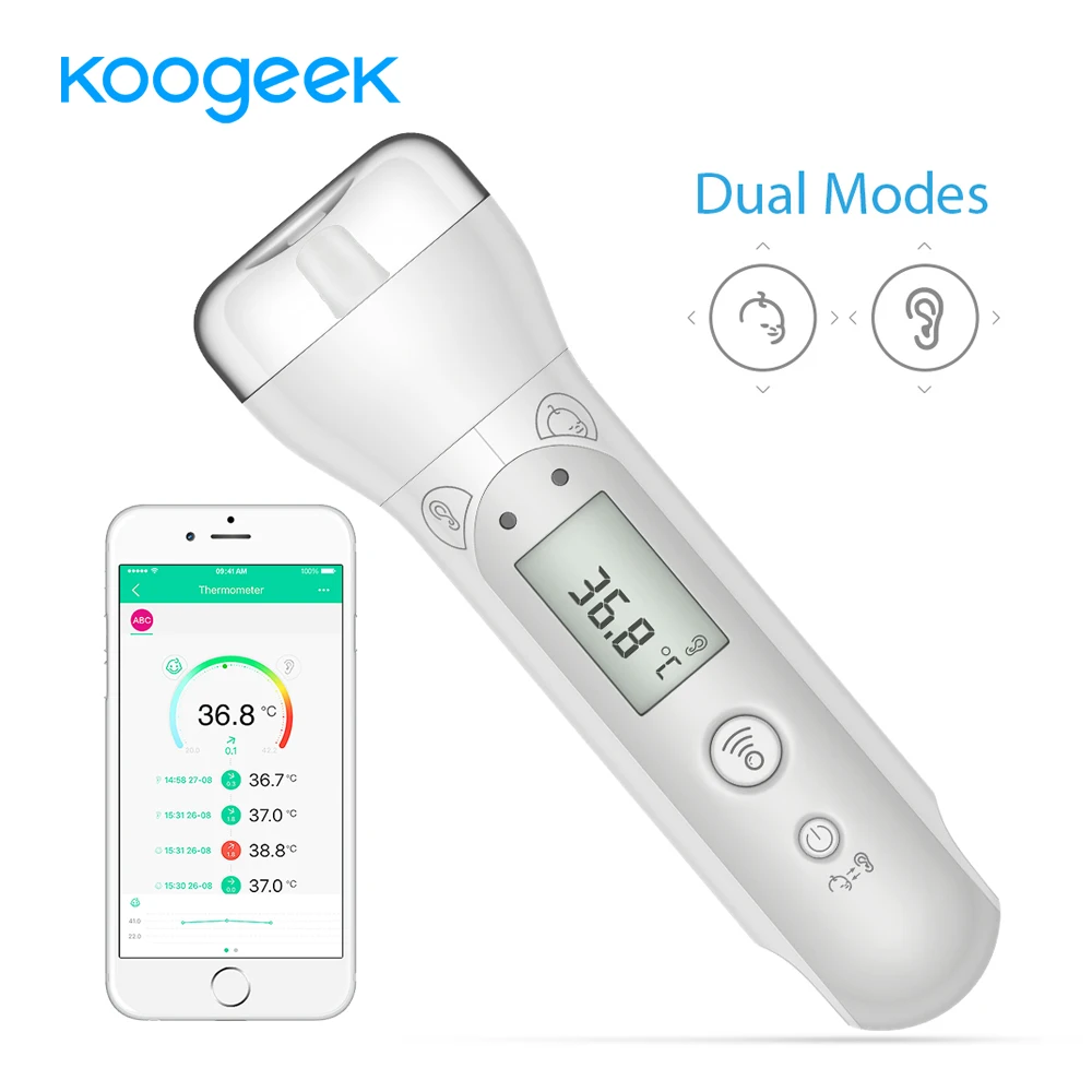 Koogeek Smart Bluetooth Thermometer Infrared Dual Modes Forehead Ear