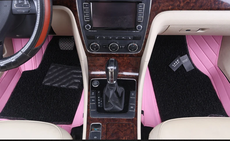 Правый Привод левый привод двойной слой розовый 5d индивидуальные автомобильные коврики для Nissan Toyota Honda Chevrolet Buick и т. Д