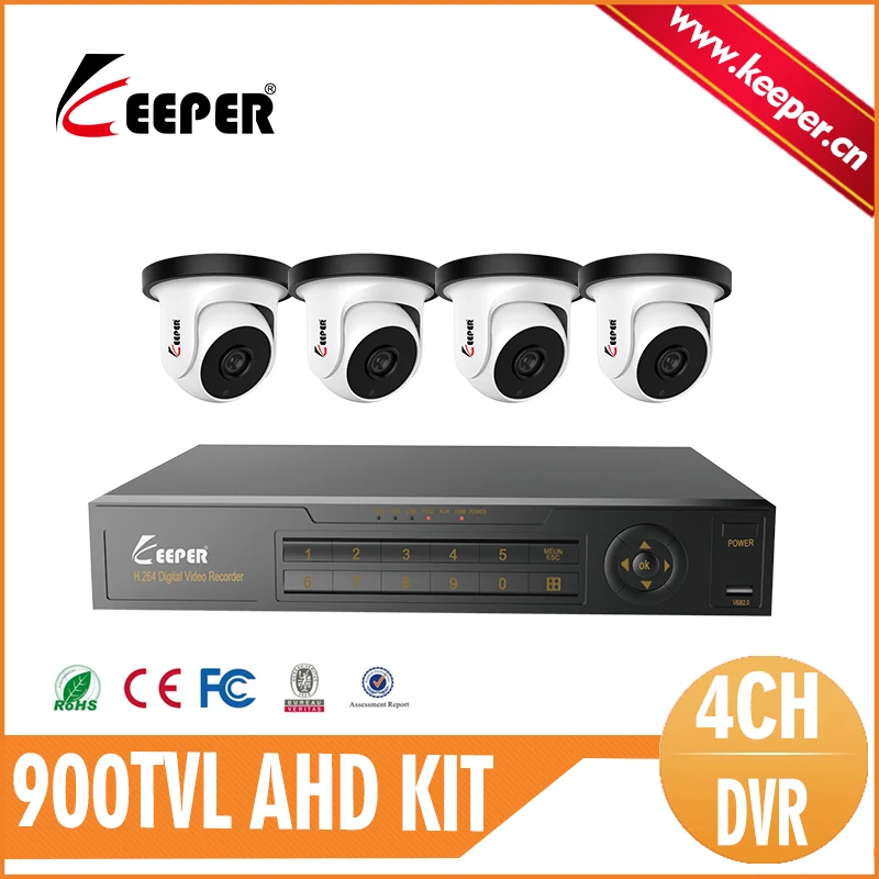 

KEEPER 960H D1 4CH DVR Kit with 4 PCS 900TVL Mini Dome Plastic CCTV Cameras Analog DVR Kit