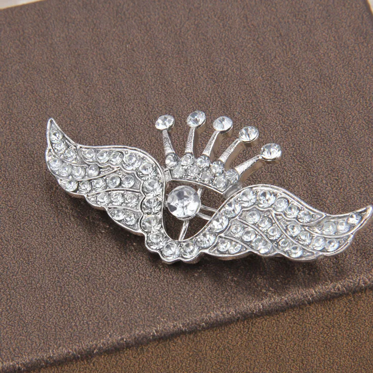 

i-Remiel Metal Angel Wings Crown Brooch for Men's Shirt Suit Collar Pins and Brooches Silver Badge Lapel Pin Jewelry Accessories