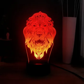 

Amazing Animal 3D Creative Lion Head 7 Color Change LED Decoration Atmosphere Table Night Lamp Children Friend Holiday Present