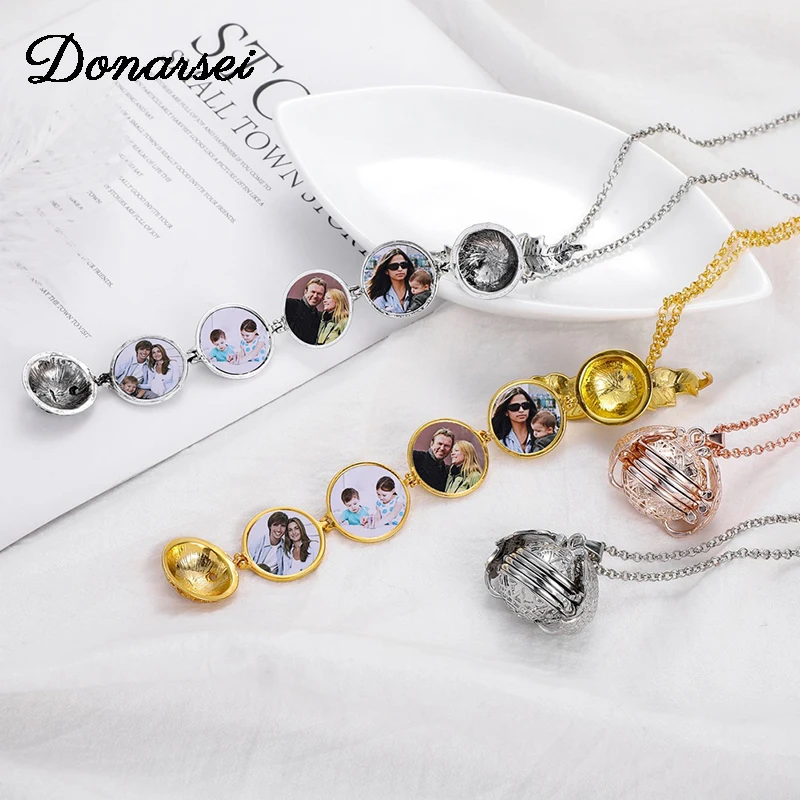 

Donarsei Fashion Floating Expanding Photo Locket Necklace For Women Magic DIY Memory Angel Wings Album Box Necklace Keychains