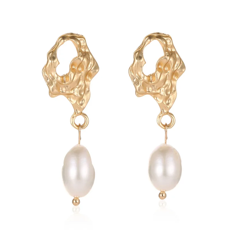 

New Small Korean Drop Dangle Earrings for Women Brincos Freshwater Irregular Pearl Earring 2019 Gold Ethnic Bohemian Jewelry H20