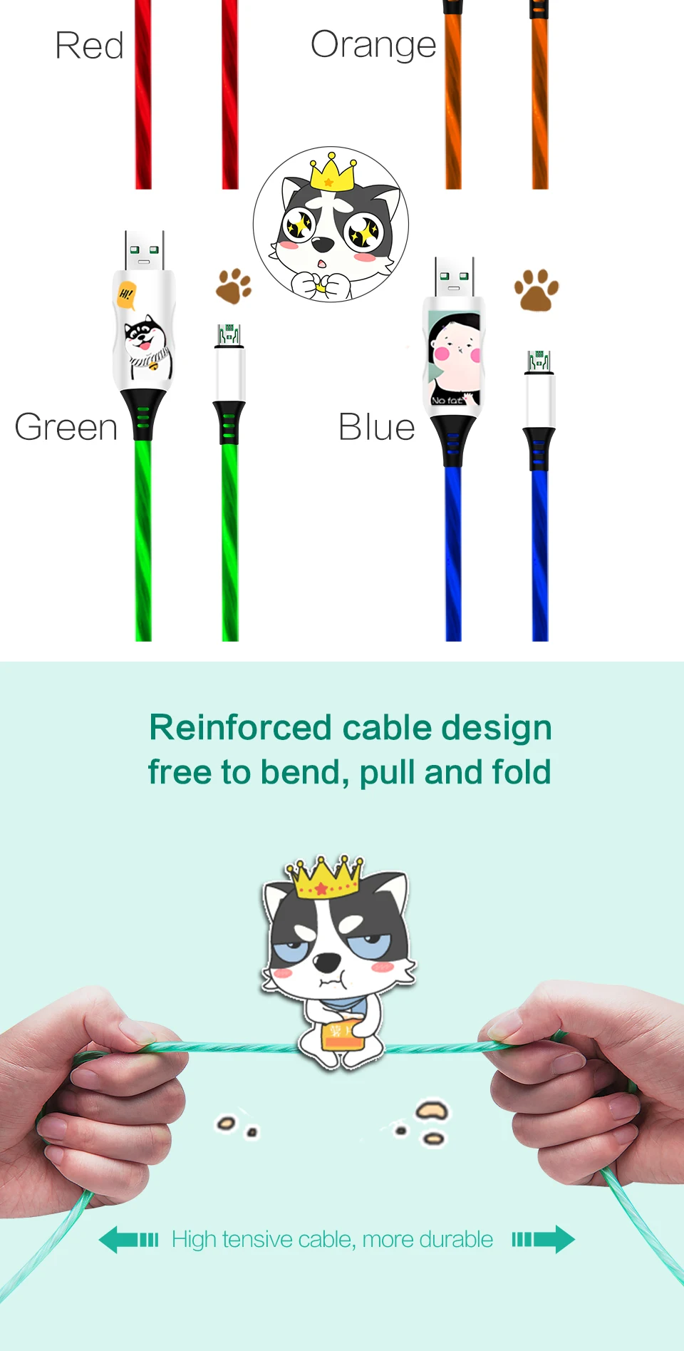Power4 светящийся Micro USB кабель зарядное устройство для быстрой зарядки для OPPO VIVO 4A светодиодный Micro USB линия передачи данных для телефонов Android зарядное устройство Поддержка VOOC