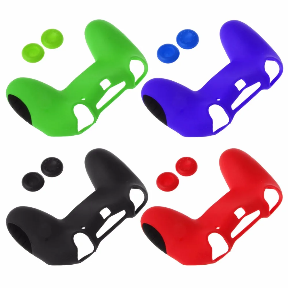 

Silicone Thicker Half Skin Case Cover For PS4 Controller Skin + Thumb Stick Grips
