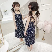 Летнее шифоновое платье для девочек коллекция года, пляжное платье в богемном стиле для девочек, одежда с цветочным рисунком для девочек-подростков 3, 8, 10, 12, 13 лет