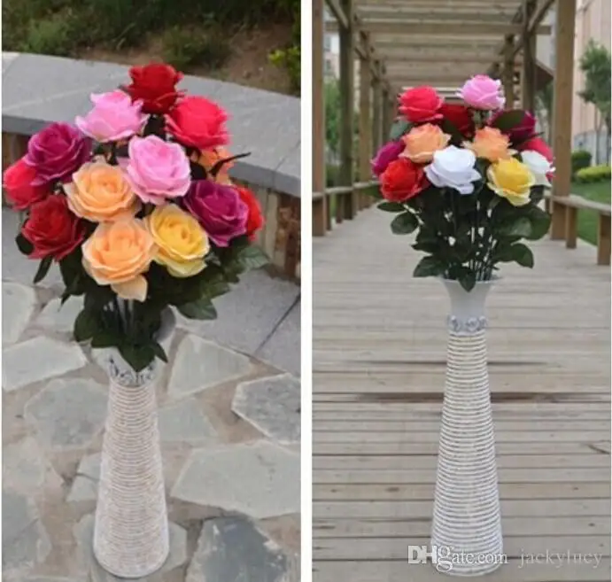  Top Quality Elegant Artificial Silk Rose Flower Simulation Home Decor Bouquet For Wedding Centerpieces Decorations Supplies