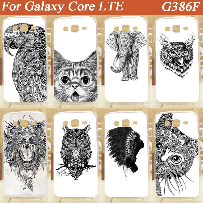 

colorful black and white animals design diy hard plastic case For Samsung Galaxy Core LTE G386F Back Cover case