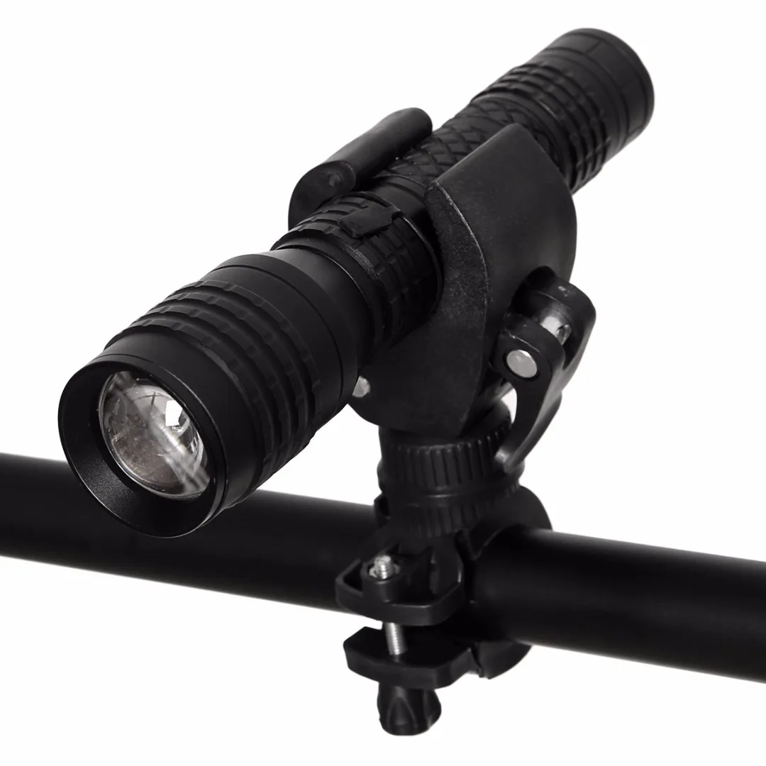 New Portable Bike Flashlight Holder 360 Degree Bicycle Bike Flashlight Bracket Clip Mount Clamp Holder Adjustable Black