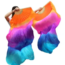 Хиты,, Женский качественный Шелковый веер для танца живота, натуральный шелк, Veils5colorful veil, одна пара, 180*90 см