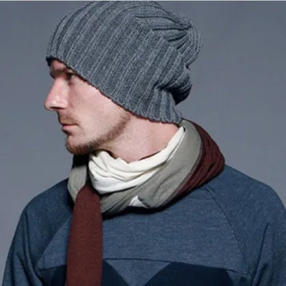 

2019b Autumn and winterFashion male bars autumn and winter knitting hat beckham fashion man fashion accessories 1pc