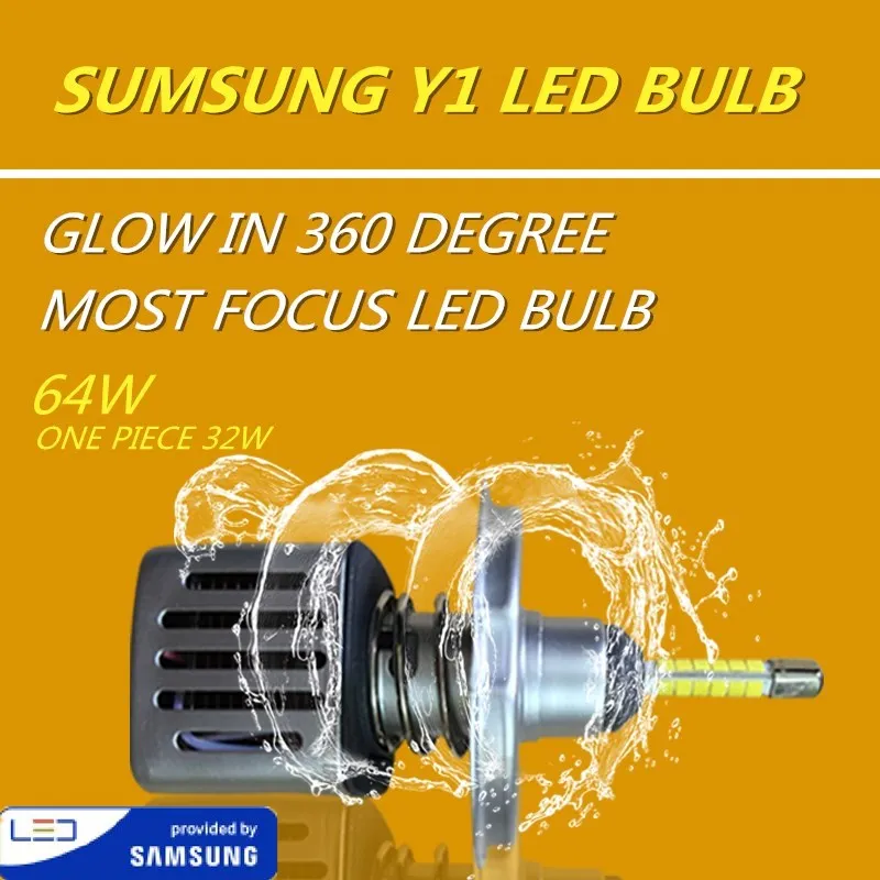DLAND собственный Y1 360 градусов светящиеся наиболее фокусировки 6400LM двигатель авто светодиодный лампа с чипом SAMSUNG, H1 H3 H7 H11 9005 9006 H4