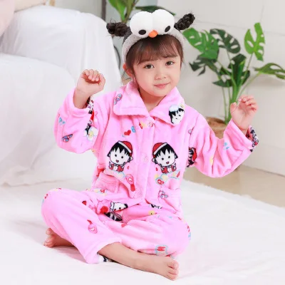 Pijama infantil inverno; детский пижамный комплект из кораллового флиса; пижама с принтом для маленьких мальчиков и девочек; детская фланелевая одежда для сна; пижамы для младенцев - Цвет: Pink Pajama sets