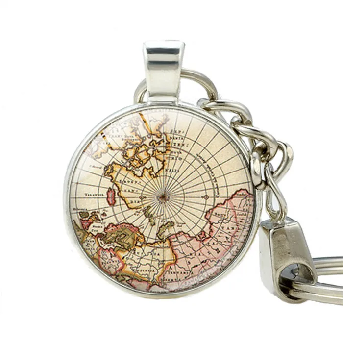 2pcs monde carte globe porte-clés bijoux terre art globe pendentif cadeau 
