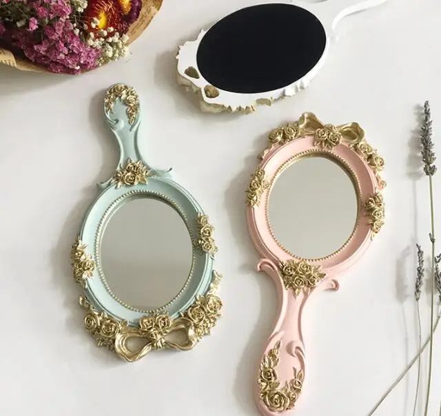 1 шт. винтажное ручное зеркало для макияжа косметическое зеркало прямоугольное деревянное косметическое зеркало с ручкой для подарков