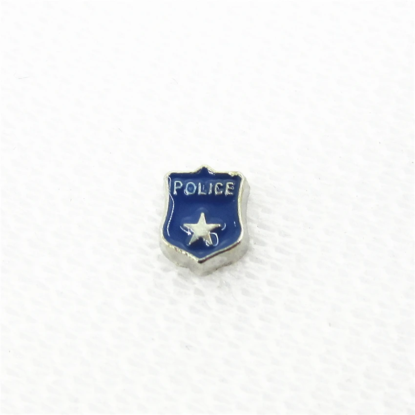 

20pcs/lot Hot Selling Police badge Floating Charms Living Glass Memory Floating Lockets DIY Jewelry Charms